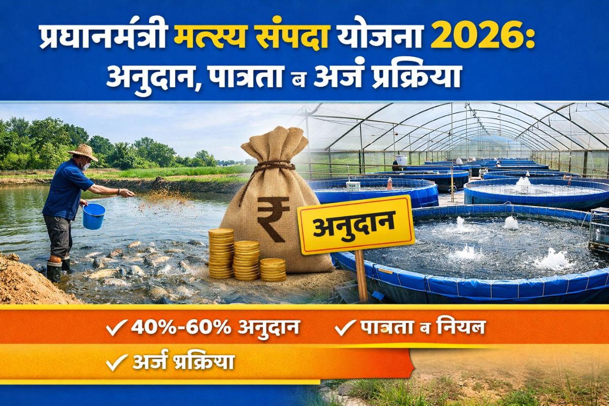 प्रधानमंत्री मत्स्य संपदा योजना अंतर्गत मत्स्य तलाव आणि बायोफ्लॉक युनिटसाठी अनुदान माहिती दर्शवणारी प्रतिमा