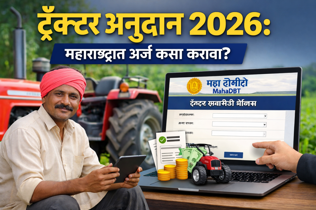 महाराष्ट्रातील शेतकरी ट्रॅक्टर अनुदान 2026 साठी ऑनलाइन अर्ज करताना – MahaDBT पोर्टल प्रक्रिया माहिती