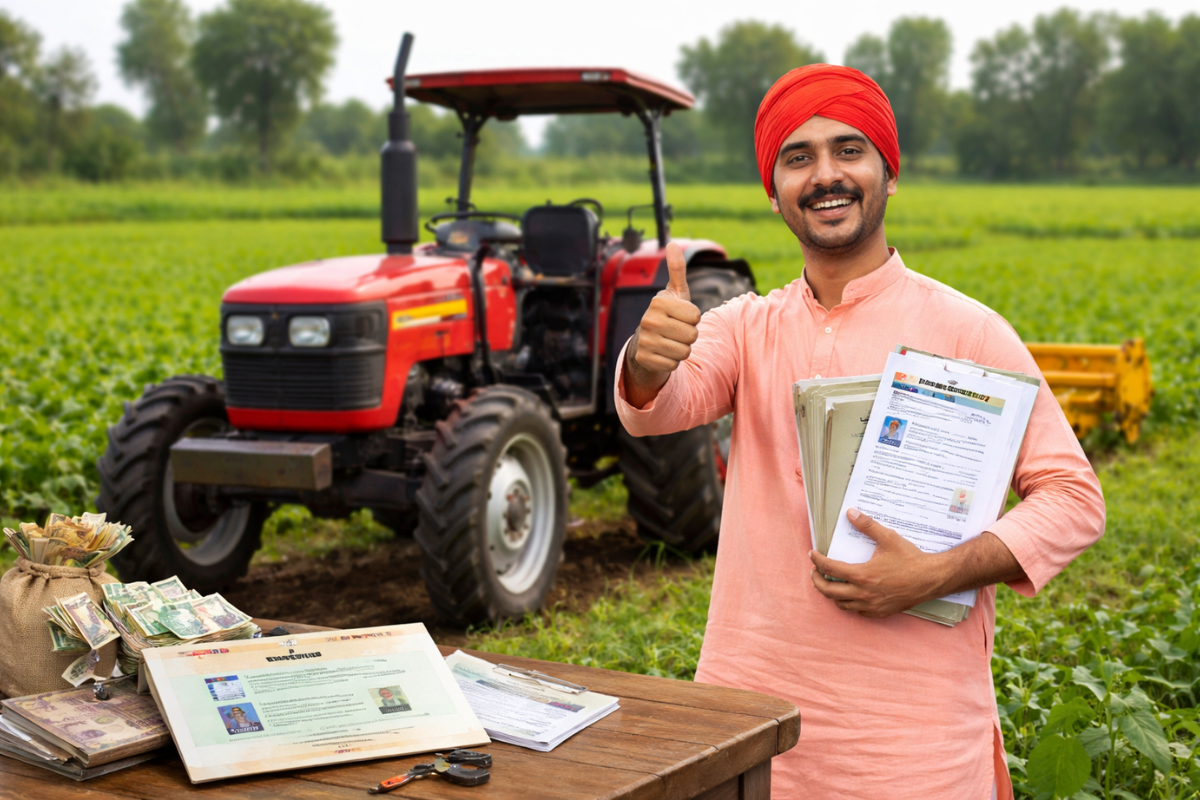 महाडीबीटी ट्रॅक्टर योजना अर्ज प्रक्रिया आणि आवश्यक कागदपत्रांची माहिती दर्शवणारे चित्र