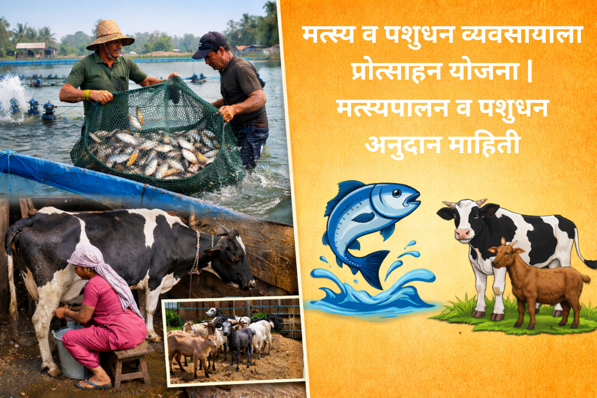 मत्स्य व पशुधन व्यवसायाला प्रोत्साहन योजना अंतर्गत मत्स्यपालन, दुग्धव्यवसाय आणि शेळीपालनासाठी अनुदान माहिती